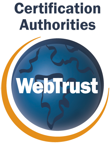 selo com imagem de um globo com a inscrição: webtrust